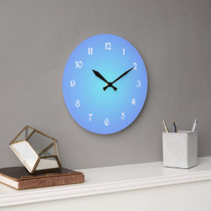 Grande Horloge Ronde Bleus rêveurs Teintes bleues aqua Facile à lire