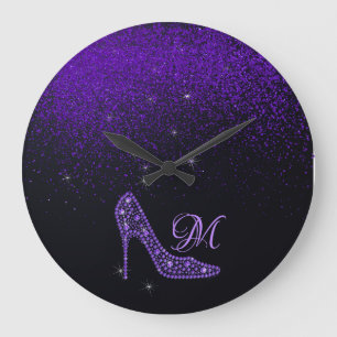 Grande Horloge Ronde Bling Sparkle Diamond Parties scintillant Haut-de-