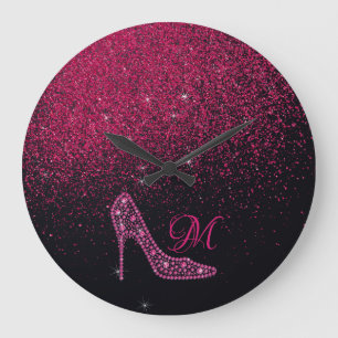 Grande Horloge Ronde Bling Sparkle Diamond Parties scintillant hauts ta