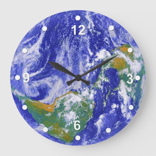 Grande Horloge Ronde Bloc Planet Terre Wall (Recto)