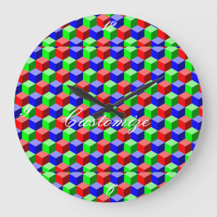 Grande Horloge Ronde Blocs de construction colorés Thunder_Cove 3D