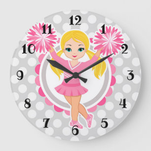 Grande Horloge Ronde Blonde Pom-pom girl rose - Cute Cheer