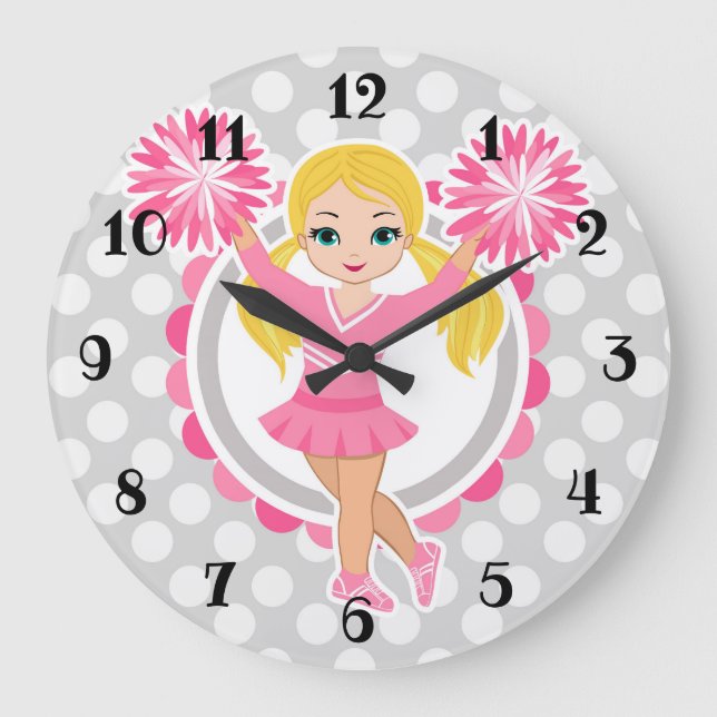 Grande Horloge Ronde Blonde Pom-pom girl rose - Cute Cheer (Recto)