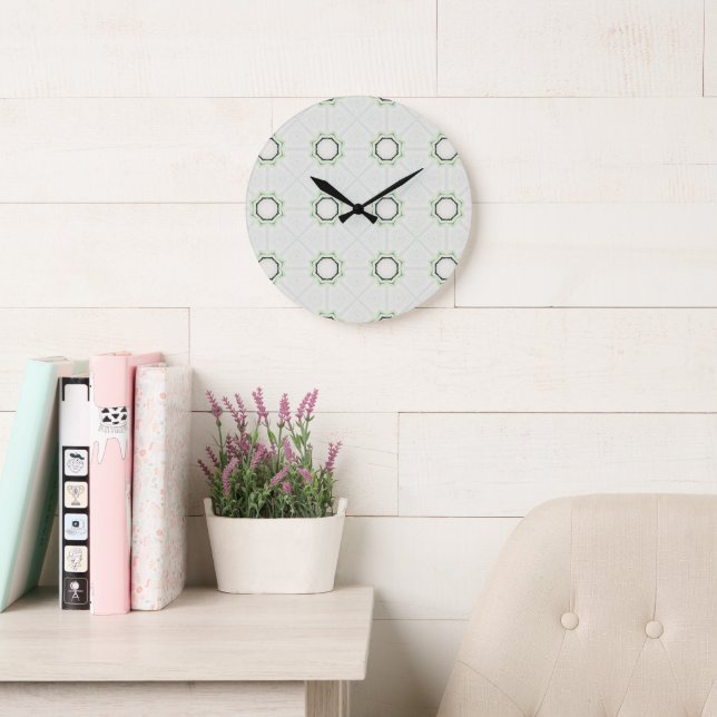 Grande Horloge Ronde Bloom serène vert (Salle de lecture)