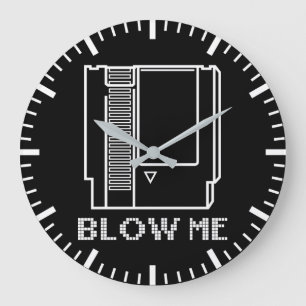 Grande Horloge Ronde Blow Me - Cartouche de jeu vidéo - Jeu amusant