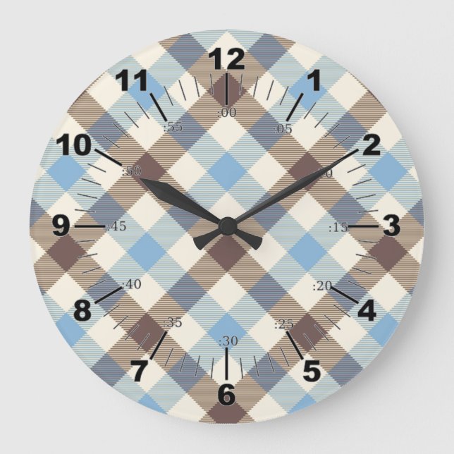Grande Horloge Ronde Blue And Brown Tartan plaid (Recto)