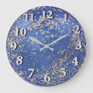 Grande Horloge Ronde Blue and Silver Flocked Ornament