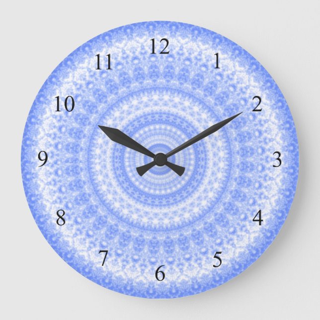 Grande Horloge Ronde Blue and White Country Kitchen Wall Clock (Recto)