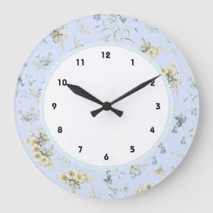 Grande Horloge Ronde Blue and white vintage floral