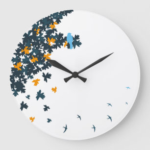 Grande Horloge Ronde blue birds clock