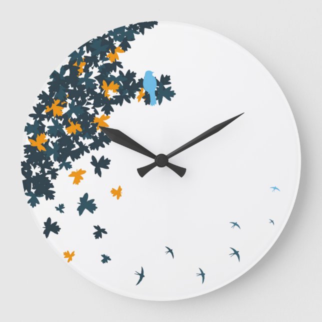 Grande Horloge Ronde blue birds clock (Recto)