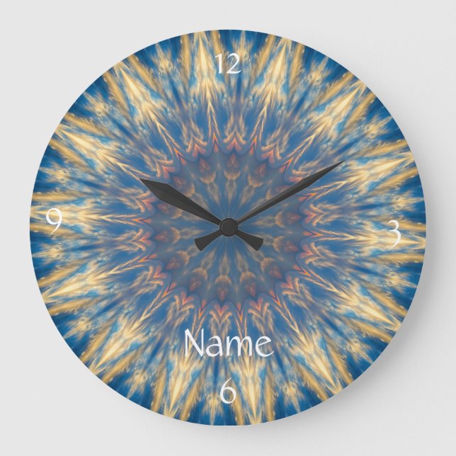 Grande Horloge Ronde Blue Chakra Kaleidoscope Thunder_Cove (Recto)