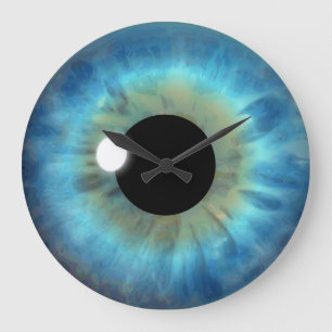 Grande Horloge Ronde Blue Eye Iris Eyeball Large Custom Round Clock