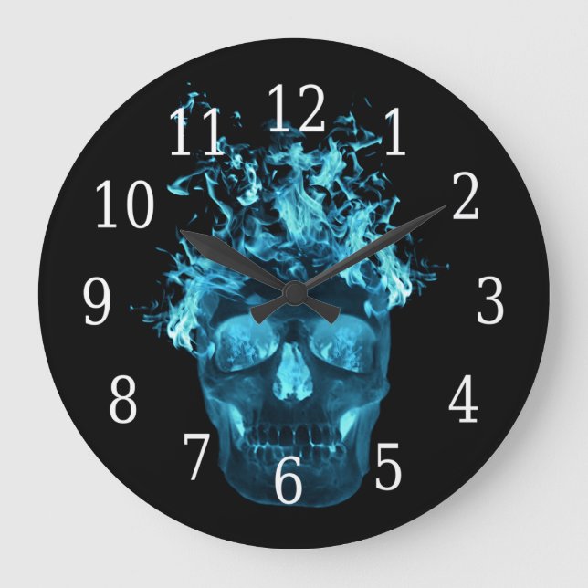 Grande Horloge Ronde Blue Flaming Skull (Recto)
