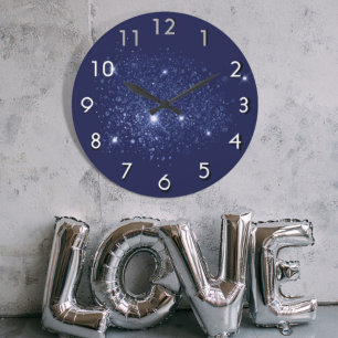 Grande Horloge Ronde Blue glitter