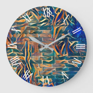 Grande Horloge Ronde Blue Gold Wall Art Dream