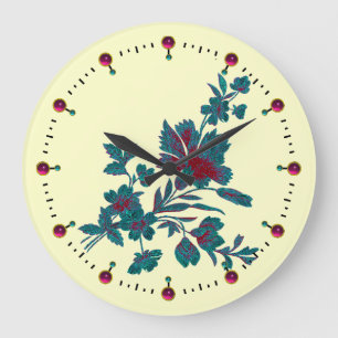 GRANDE HORLOGE RONDE BLUE GREEN FLOWER BOUQUET WITH CARNATION