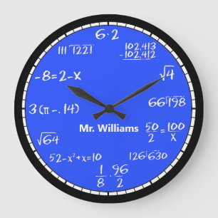 Grande Horloge Ronde Blue Math Equations Custom