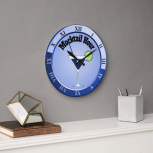Grande Horloge Ronde Blue Mocktail Hour Bar Clock
