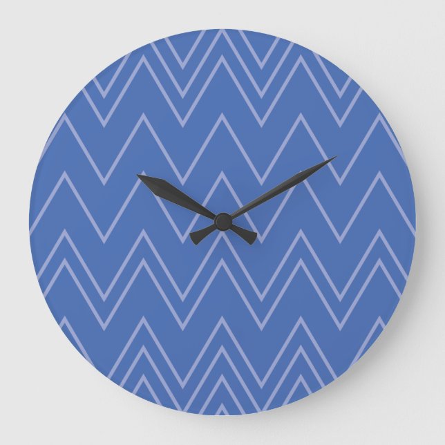 Grande Horloge Ronde Blue, moderne, simple, cool, trendy zigzag (Recto)