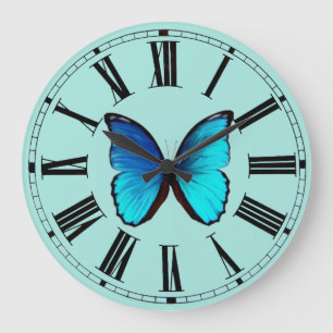 Grande Horloge Ronde Blue Morpho Wall Clock