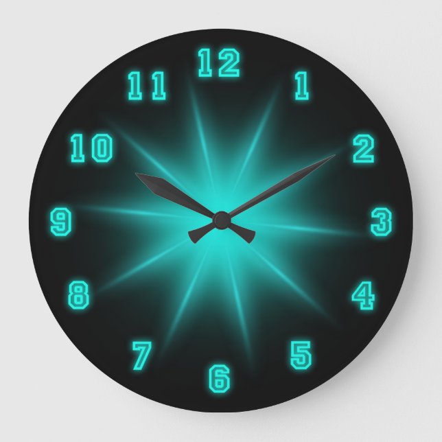 Grande Horloge Ronde Blue Neon Star 10,75 pouces (Recto)