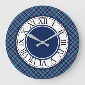 Grande Horloge Ronde Blue Plaid St Andrews Scotland Tartan