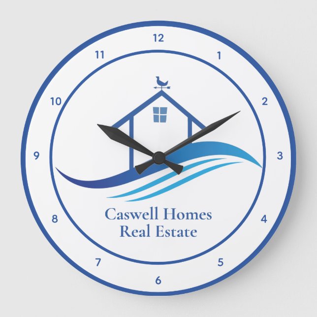 Grande Horloge Ronde Blue Real Estate Company Modern Logo custom Office (Recto)