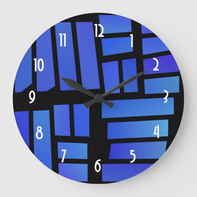 Grande Horloge Ronde Blue Rectangular Tiles on a Black background (Recto)