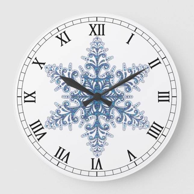 Grande Horloge Ronde Blue Snowflake Round Roman (Recto)