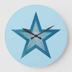 Grande Horloge Ronde Blue Star clock round pale blue