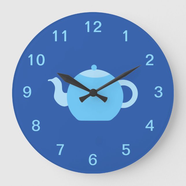 Grande Horloge Ronde Blue Teapot on Navy Background. (Recto)