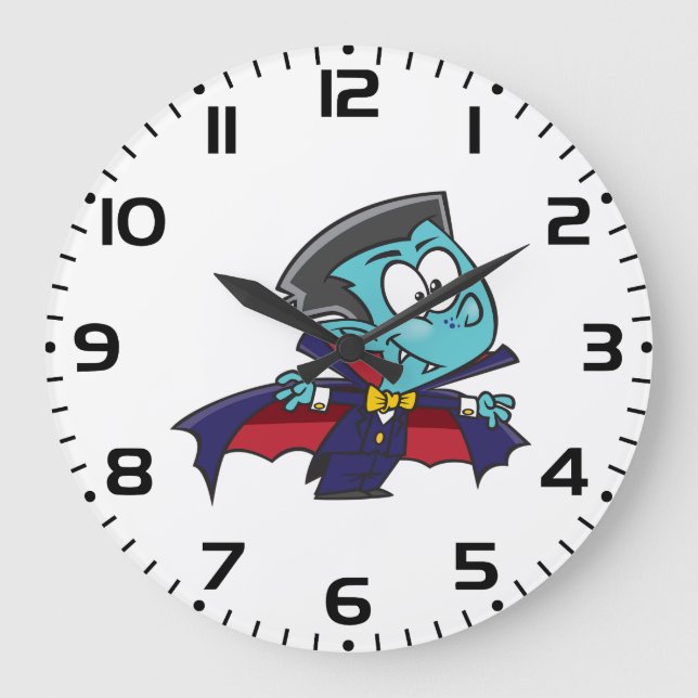 Grande Horloge Ronde Blue Vampire Boy with Cape Cute Dracula (Recto)