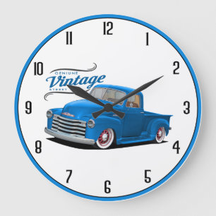 Grande Horloge Ronde Blue Vintage Truck