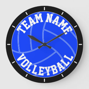 Grande Horloge Ronde Blue Volley Custom Team Name / Text Wall Clock