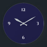 Grande Horloge Ronde Blue & White Minimalist Large Clock<br><div class="desc">Objets artistic clock modernes a minimalist design in a blue and white color palette A simple plain design with white numbers on a navy blue background. A trendy addition to your kitchen, living room or office wall, a thoughtful office moderne venft or modern home venft for anciennement. You can customize...</div>