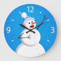 Blue Winter Happy Snowman