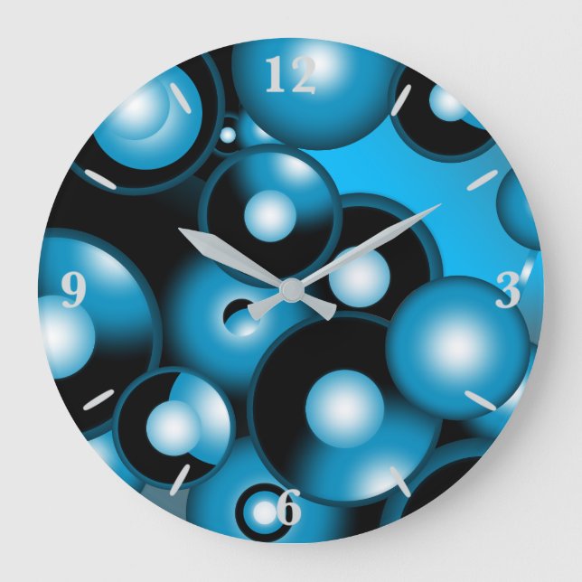 Grande Horloge Ronde Blues Cercle Concentré Orbital Art Abstrait (Recto)