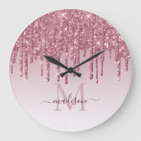 Blush Pink Glitter Sparkle Glam Dripping Monogram