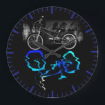 Grande Horloge Ronde BMX Vélo Sport Réflexion couleur<br><div class="desc">BMX Vélo Sport Réflexion couleur grande horloge</div>