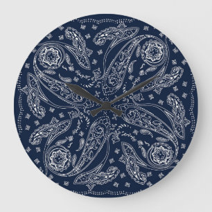 Grande Horloge Ronde Bohemian Paisley Vintage Print