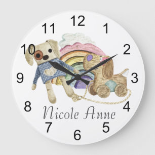 Grande Horloge Ronde Boho Baby Room Nursery Toys Watercolor