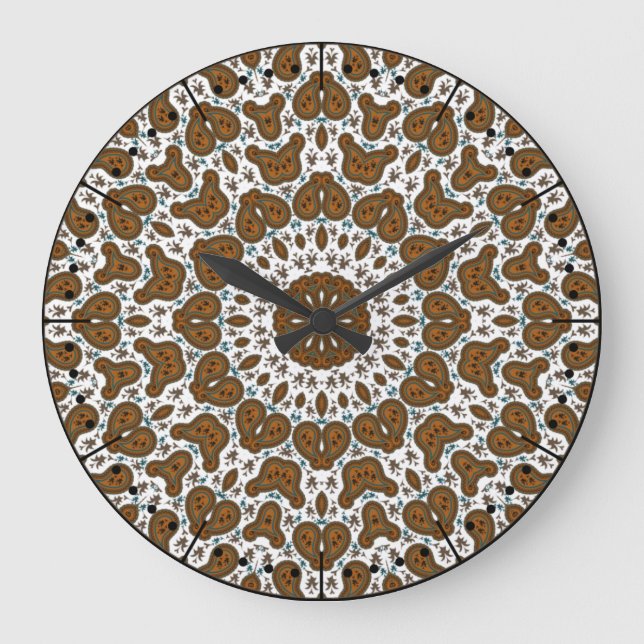 Grande Horloge Ronde Boho blanc Brown et blanc cassé (Recto)