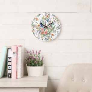 Grande Horloge Ronde Boho Floral Céleste Lune & Serpents Botanique