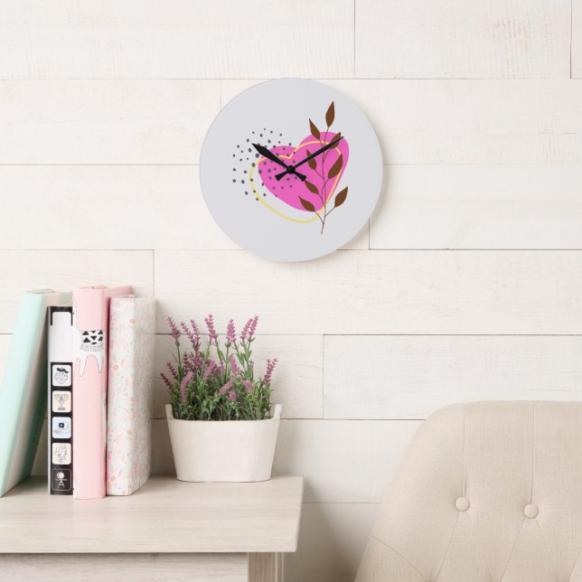 Grande Horloge Ronde Boho rustique contemporain (Salle de lecture)