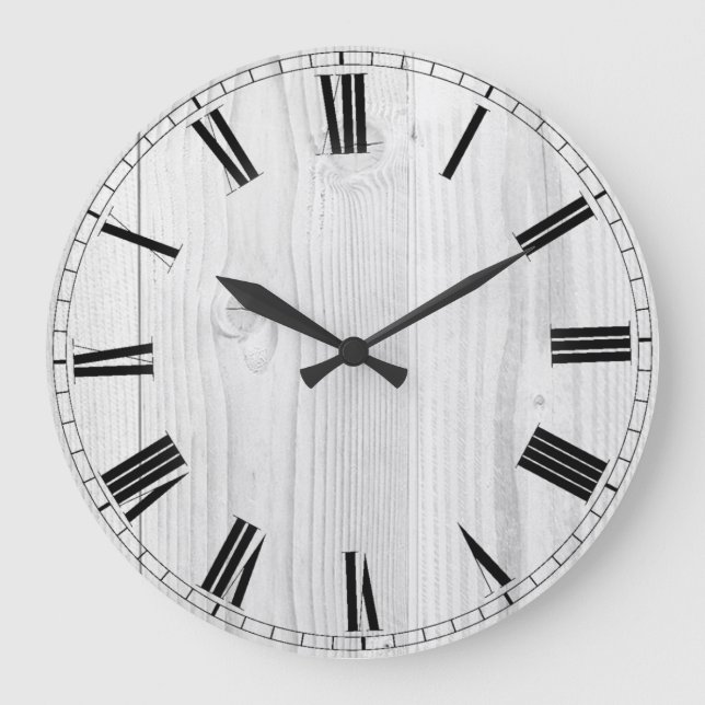 Grande Horloge Ronde bois blanc rustique (Recto)