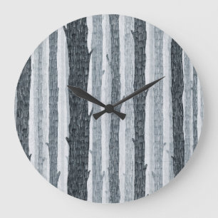 Grande Horloge Ronde Bois de bouleau, motif arrière - plan sans soudure
