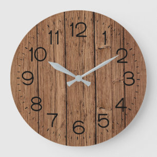 Grande Horloge Ronde Bois de chêne rustique