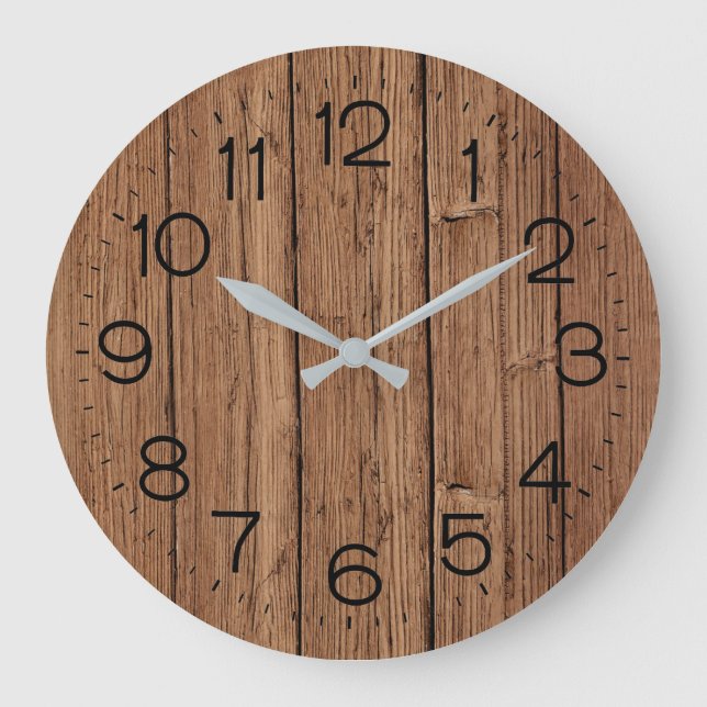 Grande Horloge Ronde Bois de chêne rustique (Recto)