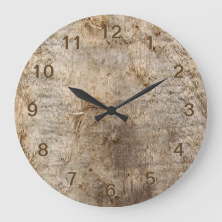 Grande Horloge Ronde Bois de Conduite. Image de bois Patiné.